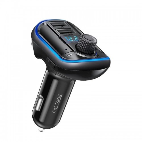 YESIDO Y44 Bluetooth FM Transmitter for Car 2 USB Ports Charger Battery Voltage Detection Audio Adapter