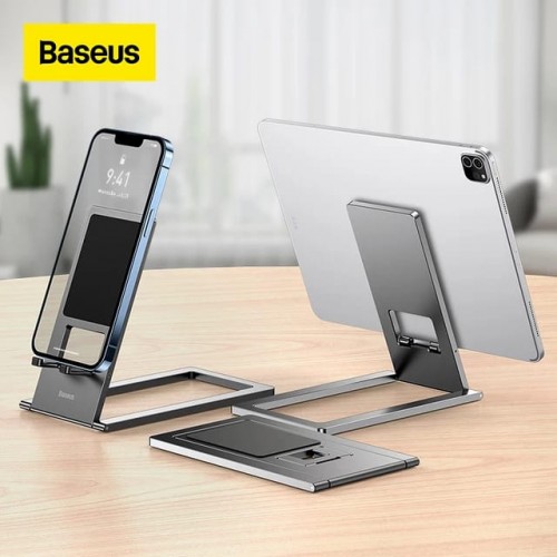 BASEUS FOLDABLE METAL DESKTOP HOLDER PHONE STSND  GRAY