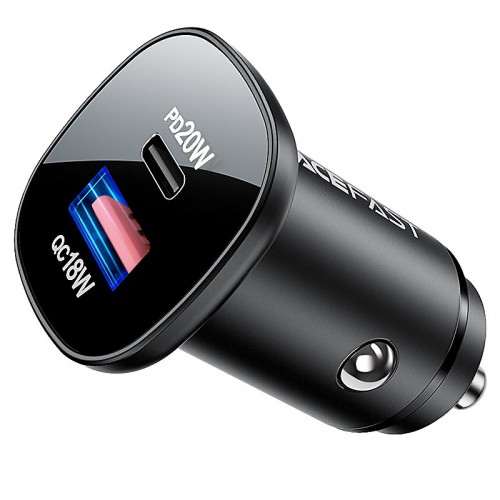 AceFast Charge Car Charger 38W (1xUSB-C+1xUSB-A) black