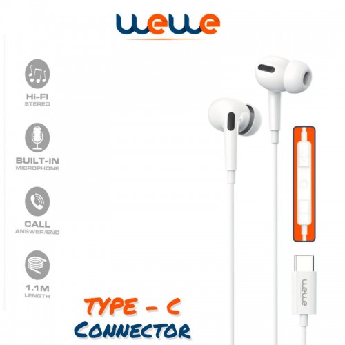 wewe  stereo earphone type-c 1.1 m white