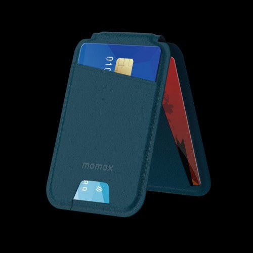 MOMAX 1-Wallet Magnetic stand card holder (Blue)