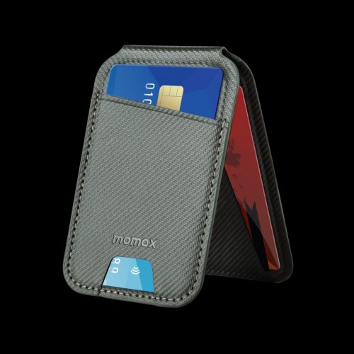 MOMAX 1-Wallet Magnetic stand card holder (Grey)