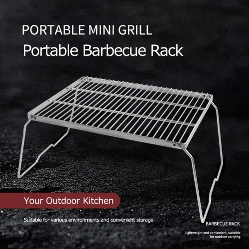 Camping BBQ Grill Stand Stainless Steel Foldable 