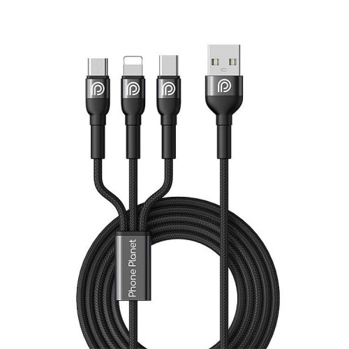 Phone Planet USB-A TO 3 IN 1 CABLE BLACK