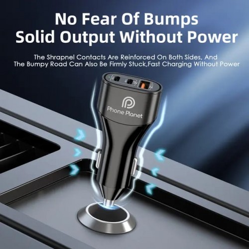 Phone Planet CAR CHARGER 60W MAX 2 TYPE-C   AND 1 USB A PORT BLACK