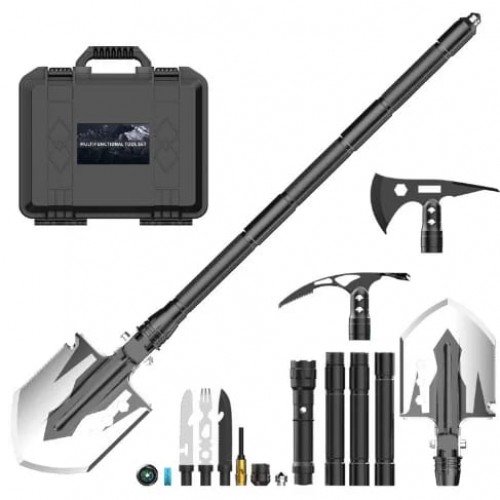 Tactical Survival Multi-Tool Shovel Pickaxe Kit, Multifunctional Camping Shovel and Axe