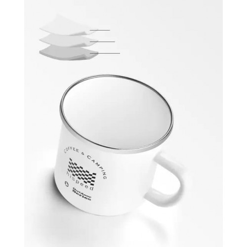 HISPEED Portable Camping Enamel Mugs 304 Stainless Steel 350ml Sublimation Enamel Camp Mug