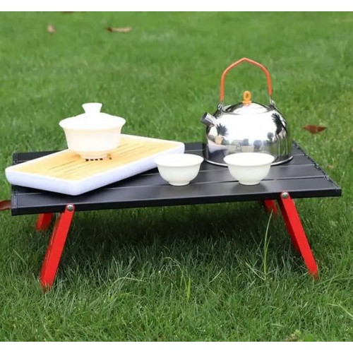 HISPEED Aluminum Alloy Mini Desk Outdoor Camping Mini Aluminium Metal Picnic Folding Table red