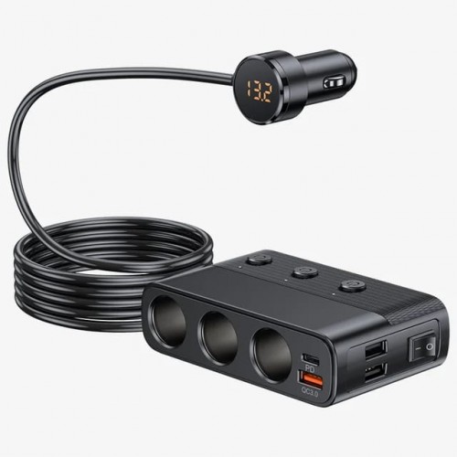 CAR SOCKET ADAPTOR 127W(MAX)Dual Usb Type C Fast Car Charger Multi Socket Splitter