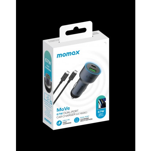 momax "MoVe  67W dual-port car charger (Bundle with DC21)" Space Grey