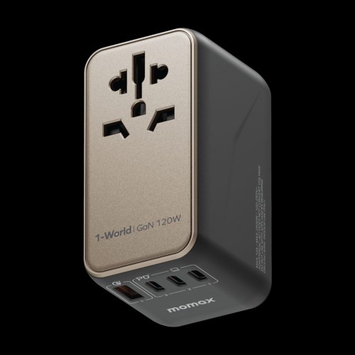 MOMAX 1-World 120W GaN 4-port + AC travel adapter (Black)