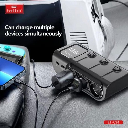 earldom ring 120w fast in -car charger spitter charge up to 6 devices et-cs4 (9721)
