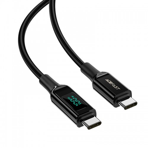 ACEFAST USB-C to USB-C 100W zinc alloy digital display braided charging data cable BLACK (102011)