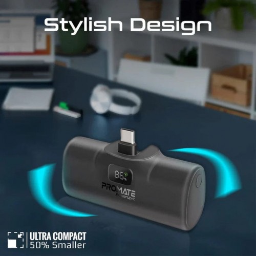 PROMATE 20 Fast charging powerbank in-built usb-c connector 5000Mah black (10622)