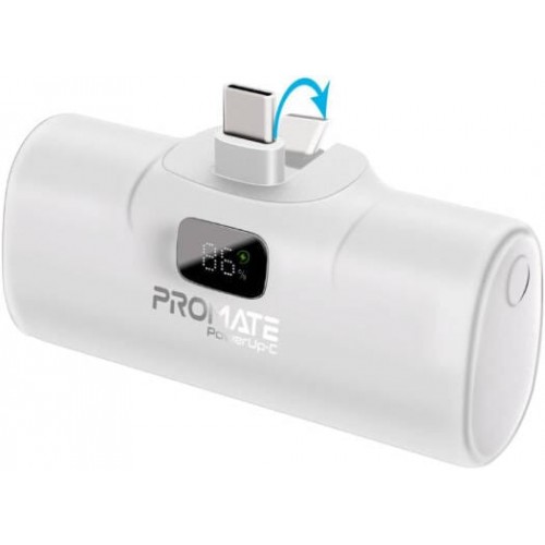 PROMATE 20 Fast charging powerbank in-built usb-c connector 5000Mah white (10620)