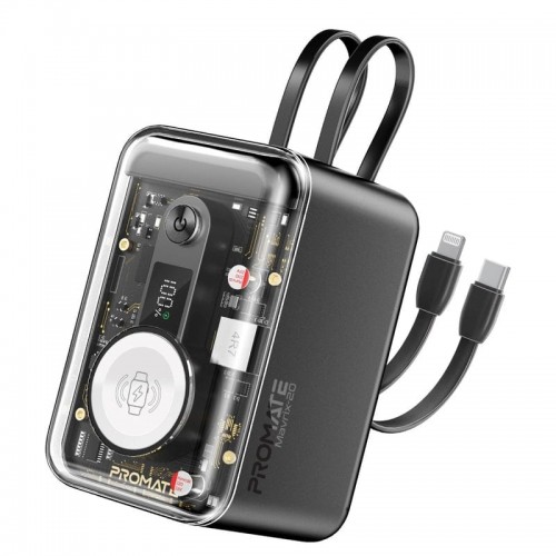 PROMATE Multi-d-Device charging transparent power bank 20000 mah 65w black (10647)