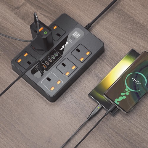 WEWE 65W FAST CHARGING POWER STRIP 3M BLACK (75192)