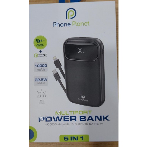 NEW PHONE PLANET MULTIPORT POWERBANK 5IN1 10000 Mah(11222)
