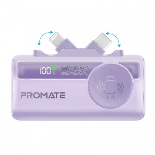 PROMATE World"Smallest multiport power bank 5000mah Purple(10679)