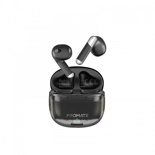 PROMATE High definition transparent TWS Wireless Ear buds  intellitouch black(10692)