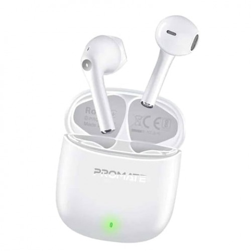 PROMATE High definition ENS TWS Wireless Ear buds with intellitouch white(10691)