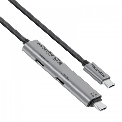 PROMATE 3in1 Dual USB-C Port data&charge cable 1.5m 100w pd(106105)