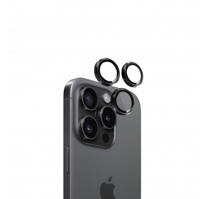 Eltoro Individual Ar Metal Rings Camera Lens Protector for iPhone 15 Pro/15 Pro Max - Black
