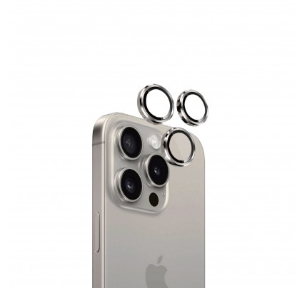 Eltoro Individual Ar Metal Rings Camera Lens Protector for iPhone 15 Pro/15 Pro Max - Natural Titanium