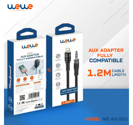 WEWE AUX ADAPTER LIGHTING 1.2M BLACK