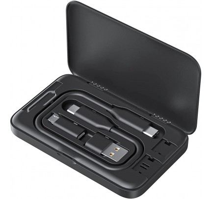 JSAUX urbankit Mini Digital Storage Box, Includes 100W USB C TO USB C Cable/USB C Female - Micro USB Male/USB C Female to USB A Male - Black