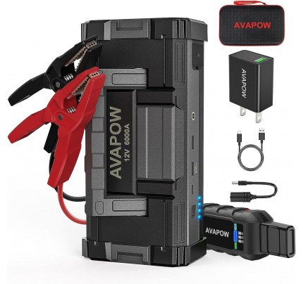 AVAPOW A68 Jump Starter 6000A with AVAPOW Wall Charger 18w for Jump Starter Charging or Phone Charging