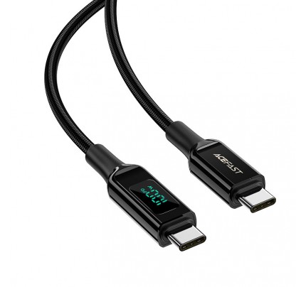 ACEFAST  USB-C to USB-C 100W zinc alloy digital display braided charging data cable 2.0m/6.5ft black