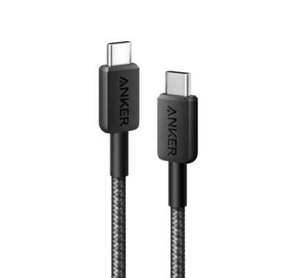 Anker 322 USB-C to USB-C Cable 60W Braided (1.8m/6ft) -Black