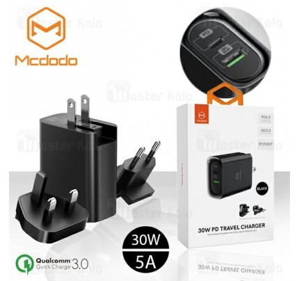 mcdodo balance series 30w PD + QC3.0 charger (US,UK,EU) plug black 