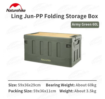Naturehike 2022 30-60L Camping Pp Folding Storage Box High-Capacity DIY Combination Food Fruits Sundries Storage Travel Picnic Army green