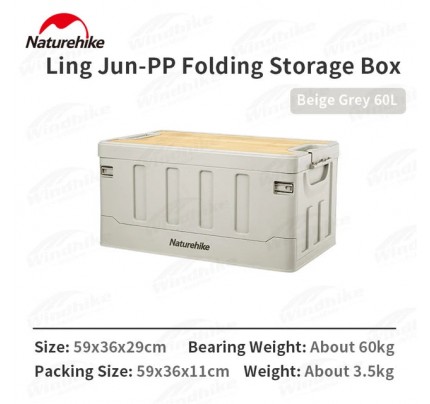 Naturehike 2022 30-60L Camping Pp Folding Storage Box High-Capacity DIY Combination Food Fruits Sundries Storage Travel Picnic gray