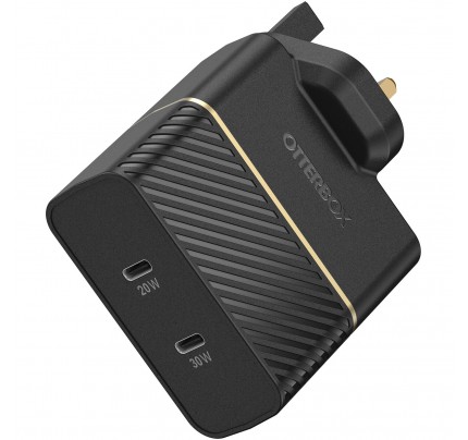OtterBox UK Wall Charger 50W – 1X USB-C 30W + 1X USB-C 20W USB-PD BLACK