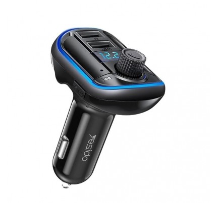 YESIDO Y44 Bluetooth FM Transmitter for Car 2 USB Ports Charger Battery Voltage Detection Audio Adapter
