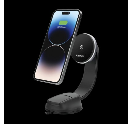 MOMAX Q.Mag Mount 5 15W magnetic wireless charging car mount (Black)