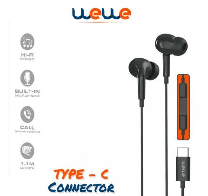 wewe  stereo earphone type-c 1.1 m  BLACK