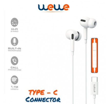 wewe  stereo earphone type-c 1.1 m white