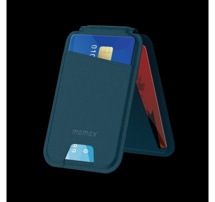 MOMAX 1-Wallet Magnetic stand card holder (Blue)