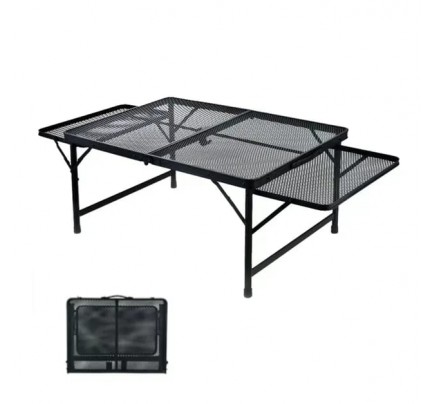  HISPEED camping height adjustable black folding table steel+aluminum Unfold size: 135(90+22.5*2)cm*57cm*4 2/55cm