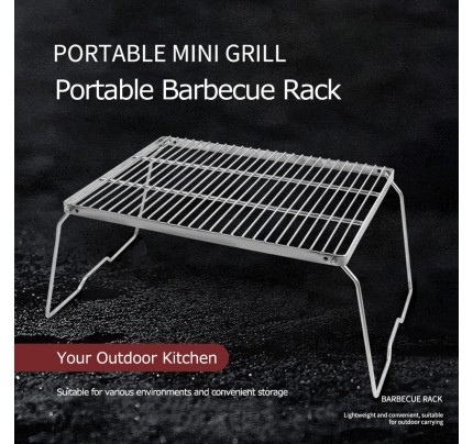 Camping BBQ Grill Stand Stainless Steel Foldable 