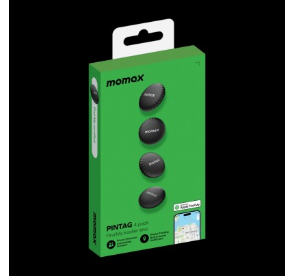 MOMAX PinTag Find My Tracker 4-pack (Black)