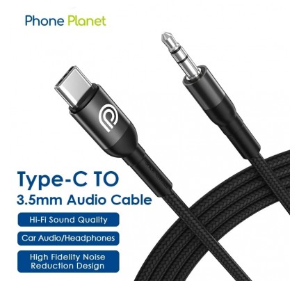 Phone Planet USB-C-AUX 1.2M AUDIO CABLE  BLACK