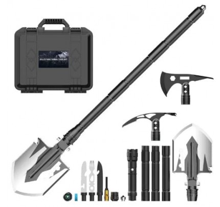 Tactical Survival Multi-Tool Shovel Pickaxe Kit, Multifunctional Camping Shovel and Axe