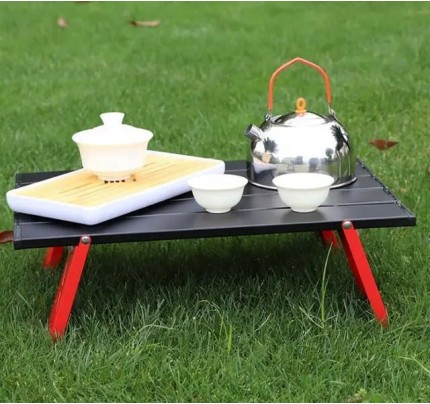 HISPEED Aluminum Alloy Mini Desk Outdoor Camping Mini Aluminium Metal Picnic Folding Table red