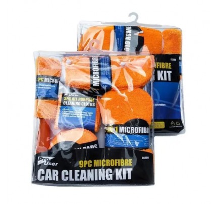 9 PCS MICROFIBRE CAR CLEANING KIT Orange