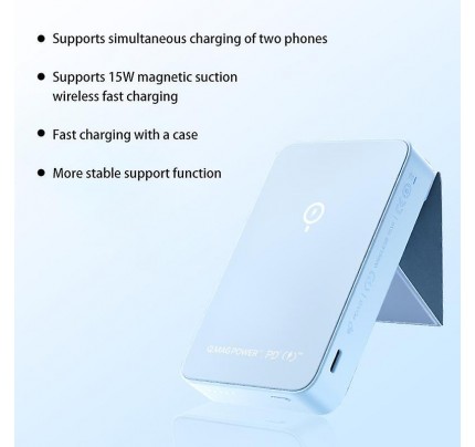 momax Q.Mag Power 15 Magnetic Wireless Battery Pack with Stand 10000mAh (Blue)
